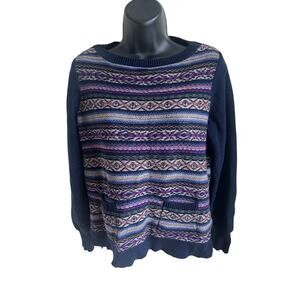 Vintage Chaps Denim Fair Isle Knit Sweater Size M Fair Isle Dark Academia Classy